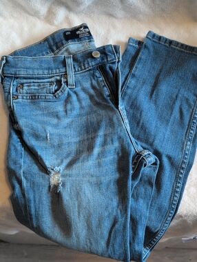 Hollister Medium Blue Distressed Straight Jeans